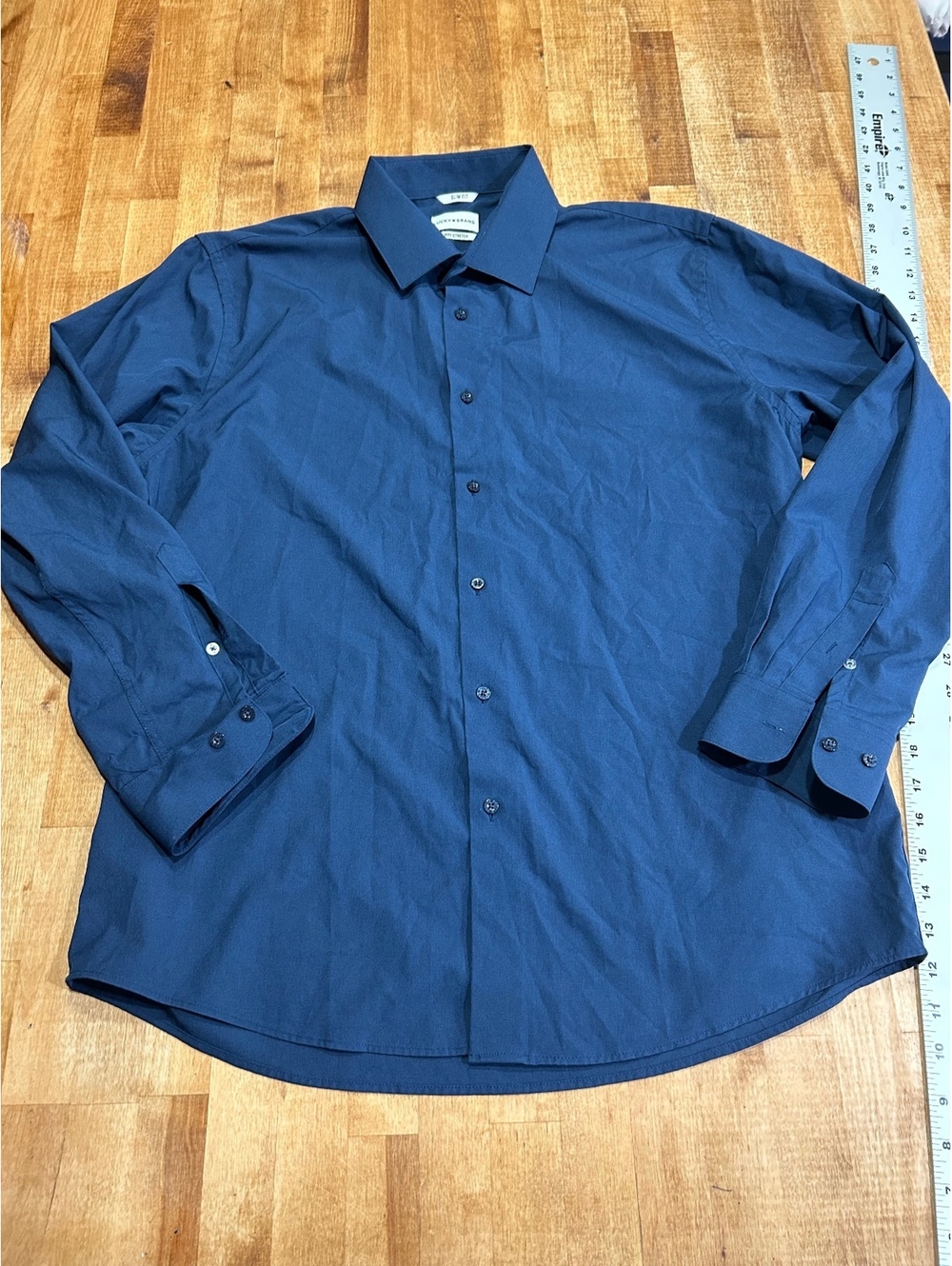 Lucky Brand Men's Navy Blue Button-Up Shirt Size L